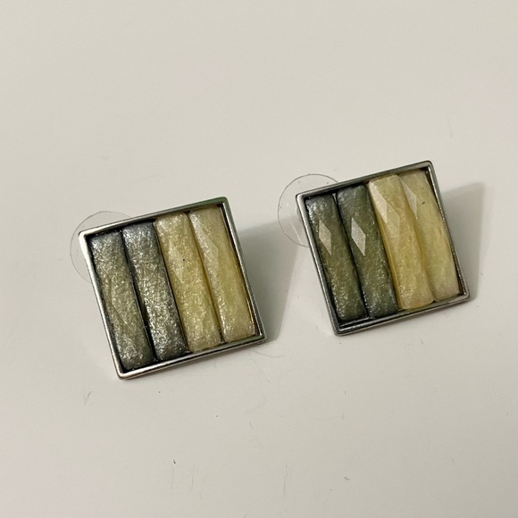 Lot of 2 Double Triangle Drop and Square Bar Stud Earrings - Picture 3 of 16